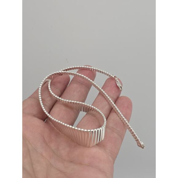 GRADUATED COLLAR NECKLACE ITALY 925 STERLING SILVER - Picture 12 of 16